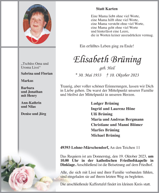 Anzeige von Elisabeth Brüning von OM-Medien