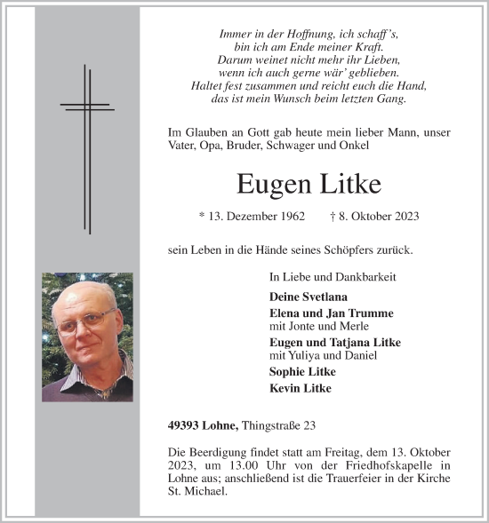 Anzeige von Eugen Litke von OM-Medien
