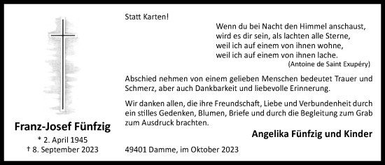 Anzeige von Franz-Josef Fünfzig von OM-Medien