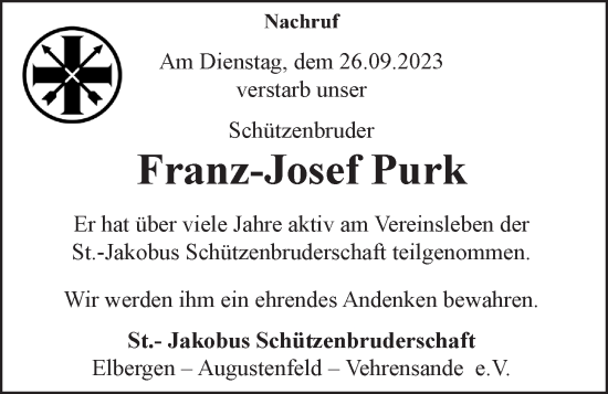 Anzeige von Franz-Josef Purk von OM-Medien