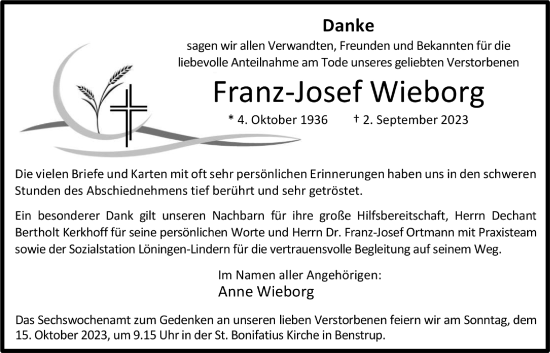 Anzeige von Franz-Josef Wieborg von OM-Medien