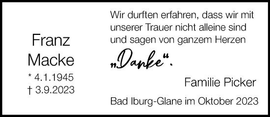 Anzeige von Franz Macke von OM-Medien