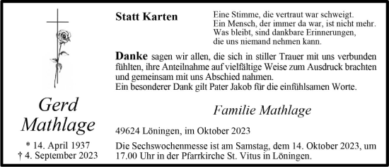 Anzeige von Gerd Mathlage von OM-Medien