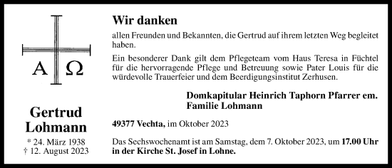 Anzeige von Gertrud Lohmann von OM-Medien