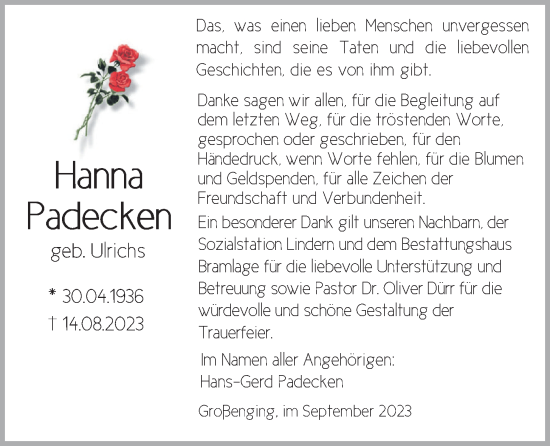 Anzeige von Hanna Padecken von OM-Medien