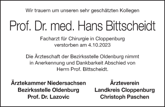 Anzeige von Hans Bittscheidt von OM-Medien