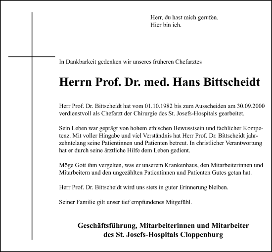 Anzeige von Hans Bittscheidt von OM-Medien