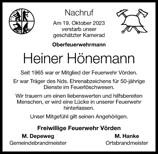 Anzeige von Heiner Hönemann von OM-Medien