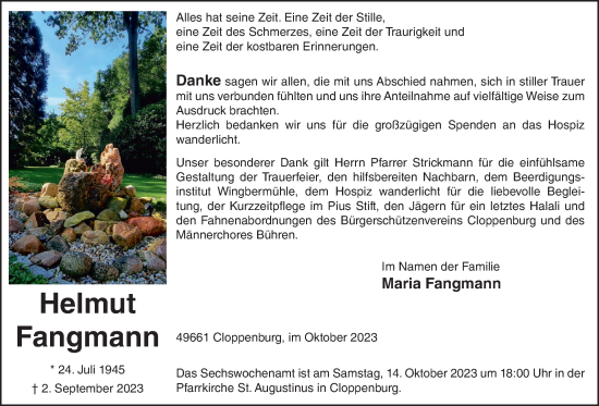 Anzeige von Helmut Fangmann von OM-Medien