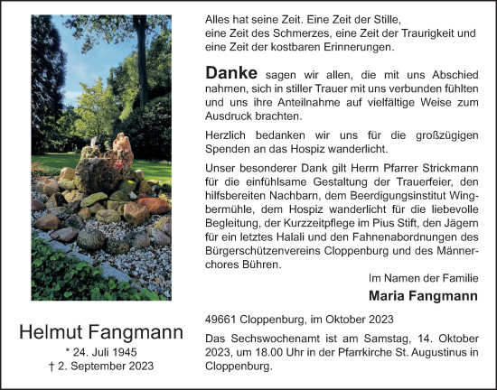 Anzeige von Helmut Fangmann von OM-Medien