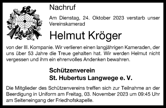 Anzeige von Helmut Kröger von OM-Medien