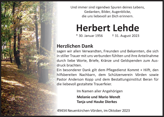 Anzeige von Herbert Lehde von OM-Medien