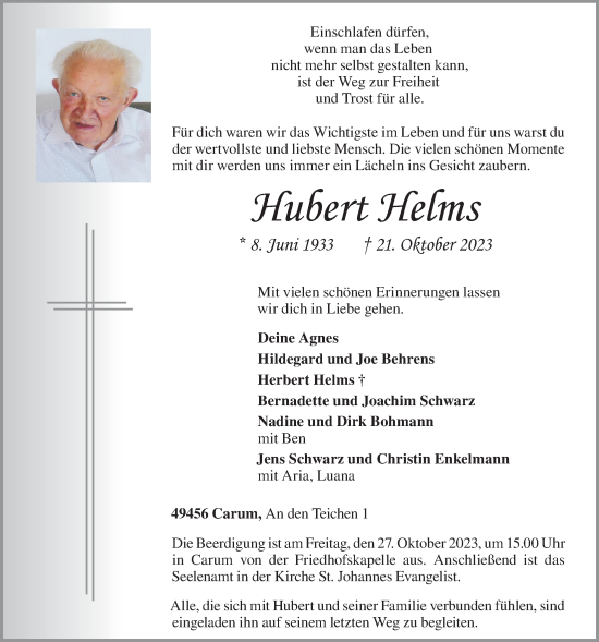 Anzeige von Hubert Helms von OM-Medien