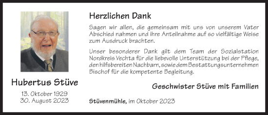 Anzeige von Hubertus Stüve von OM-Medien