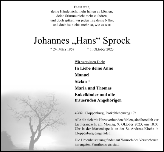 Anzeige von Johannes Sprock von OM-Medien