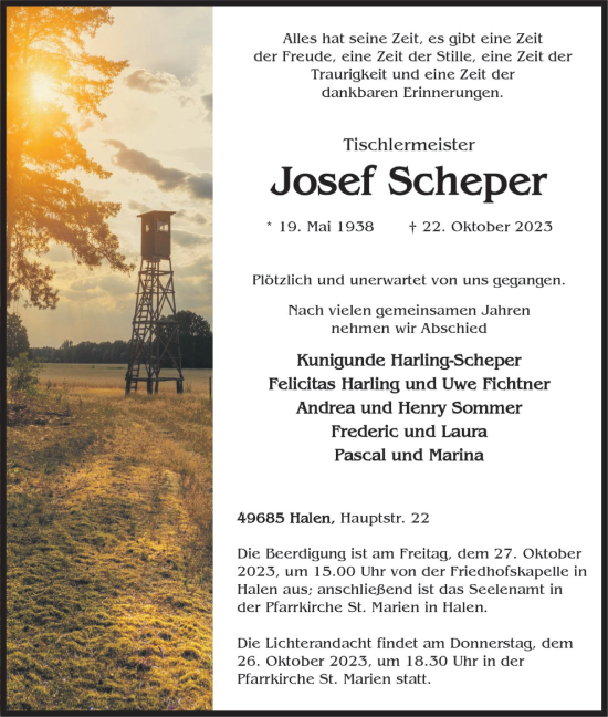 Anzeige von Josef Scheper von OM-Medien