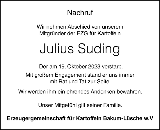 Anzeige von Julius Suding von OM-Medien