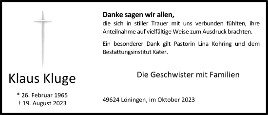 Anzeige von Klaus Kluge von OM-Medien
