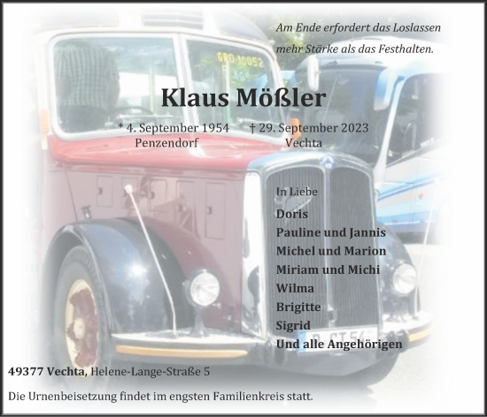 Anzeige von Klaus Mößler von OM-Medien