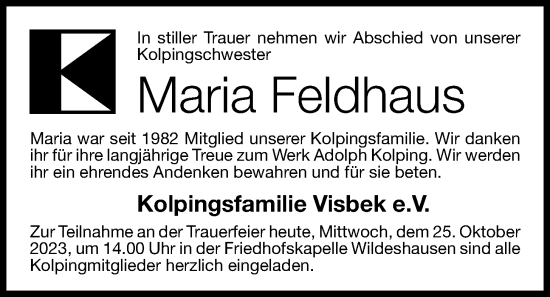Anzeige von Maria Feldhaus von OM-Medien