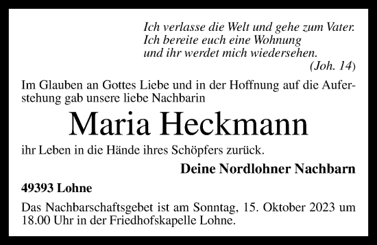 Anzeige von Maria Heckmann von OM-Medien