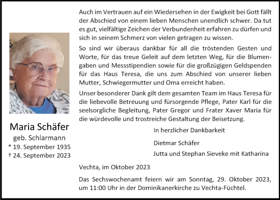 Anzeige von Maria Schäfer von OM-Medien