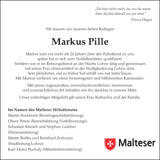 Anzeige von Markus Pille von OM-Medien