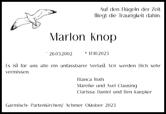 Anzeige von Marlon Knop von OM-Medien