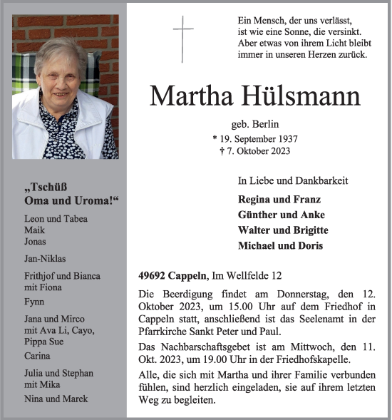 Anzeige von Martha Hülsmann von OM-Medien