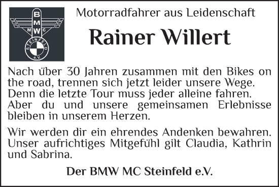 Anzeige von Rainer Willert von OM-Medien