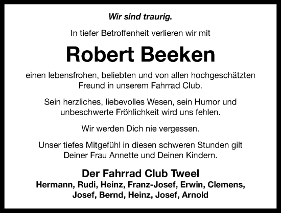 Anzeige von Robert Beeken von OM-Medien