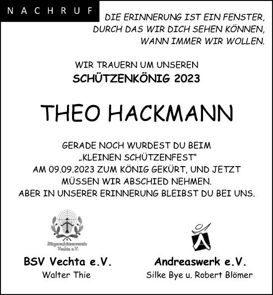 Anzeige von Theo Hackmann von OM-Medien