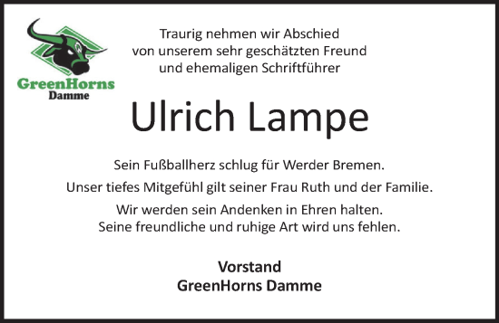 Anzeige von Ulrich Lampe von OM-Medien