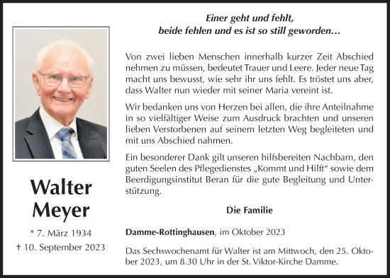 Anzeige von Walter Meyer von OM-Medien