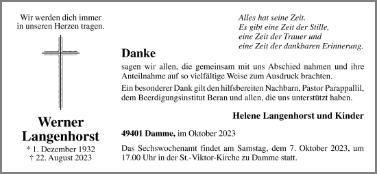 Anzeige von Werner Langenhorst von OM-Medien
