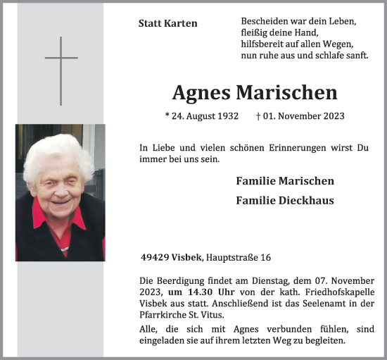 Anzeige von Agnes Marischen von OM-Medien