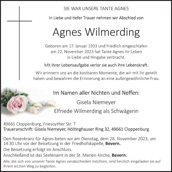 Anzeige von Agnes Wilmerding von OM-Medien