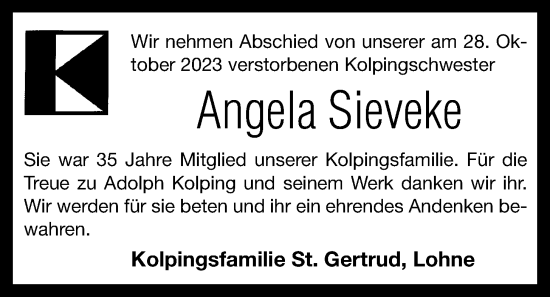 Anzeige von Angela Sieveke von OM-Medien