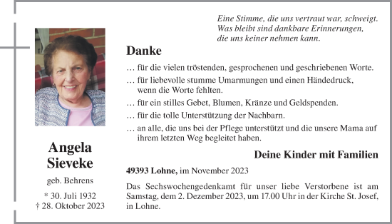 Anzeige von Angela Sieveke von OM-Medien