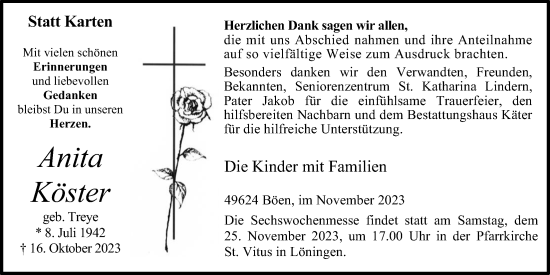 Anzeige von Anita Köster von OM-Medien