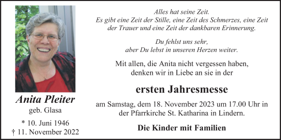 Anzeige von Anita Pleiter von OM-Medien