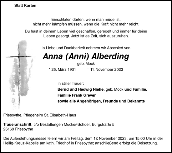 Anzeige von Anna Alberding von OM-Medien