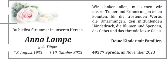 Anzeige von Anna Lampe von OM-Medien