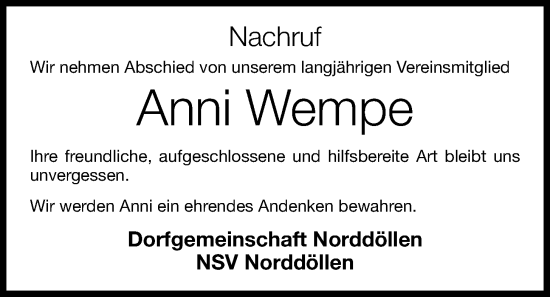 Anzeige von Anni Wempe von OM-Medien