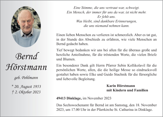 Anzeige von Bernd Hörstmann von OM-Medien