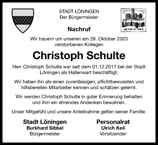 Anzeige von Christoph Schulte von OM-Medien