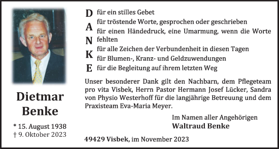 Anzeige von Dietmar Benke von OM-Medien