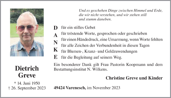 Anzeige von Dietrich Greve von OM-Medien