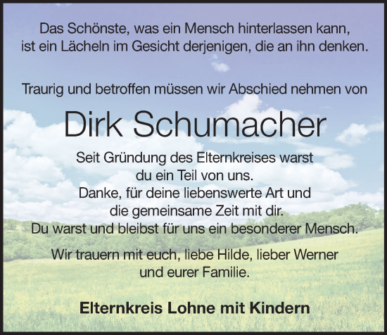 Anzeige von Dirk Schumacher von OM-Medien