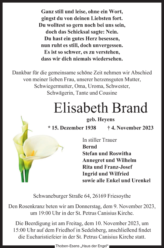 Anzeige von Elisabeth Brand von OM-Medien